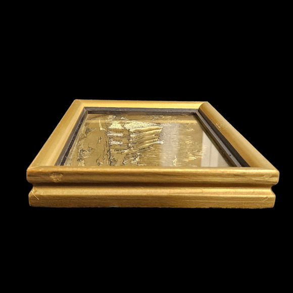 Vintage Lionel Barrymore Gold Foil Print – Thatched Cottage Scene – Framed 9"x7" - Picture 4 of 6